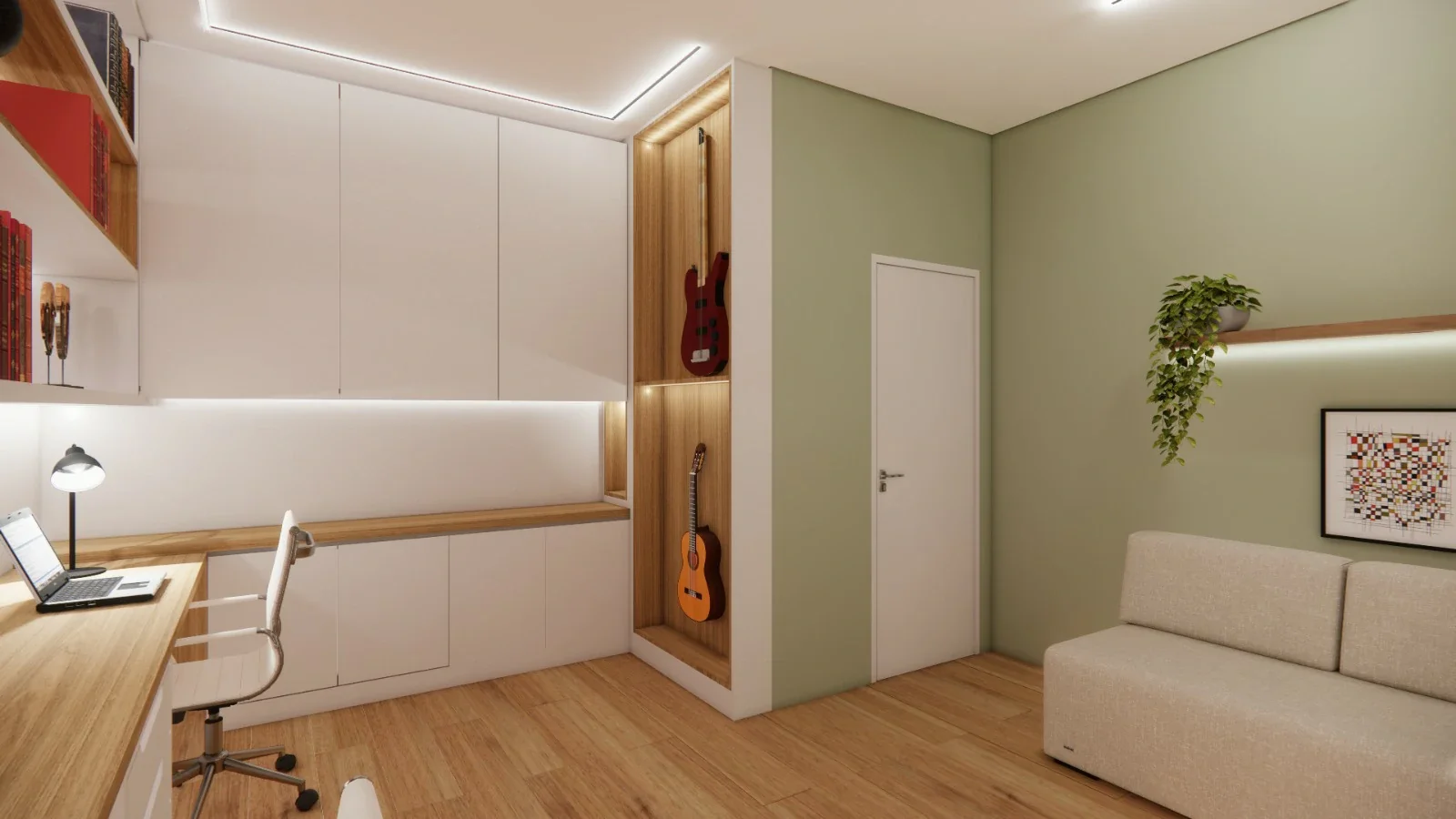 Sala de banho da suíte master com bancada