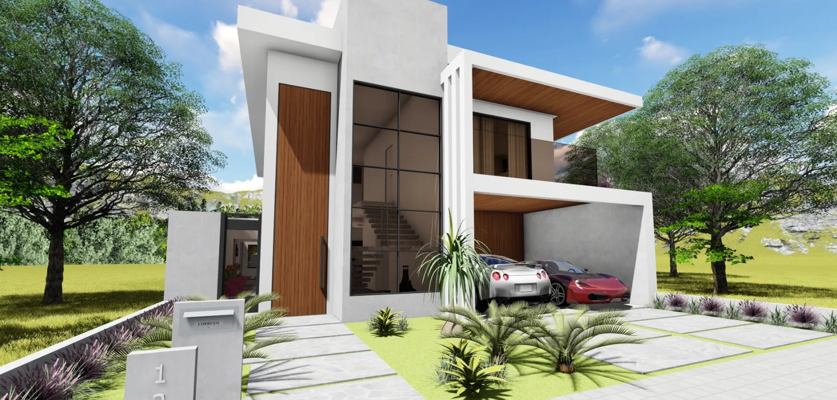 Fachada residencial contemporânea em Bauru